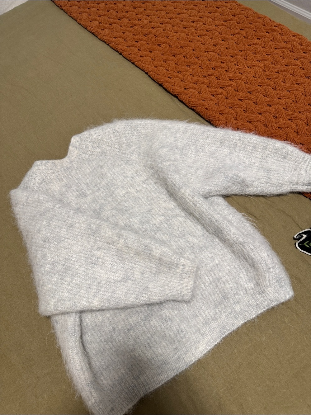 ba&sh Fill Twist Back Alpaca Sweater Light Gray XS $365 new